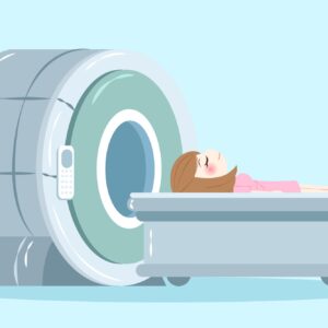 woman laying on MRI machine