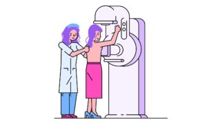 women and mammography machine